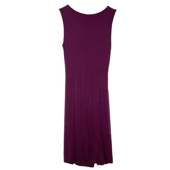 Garnet Hill Knit Jersey Dress Women's 2 Purple Sleeveless Faux Wrap Minimal Dres - Picture 2 of 6
